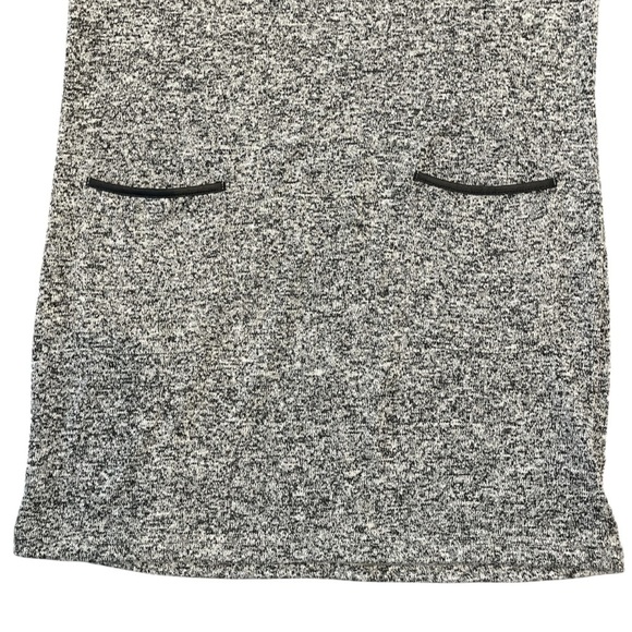 Women’s Quinn Medium 3/4 Sleeve Gray with Faux Leather Black Trim Midi Dress - Picture 11 of 11